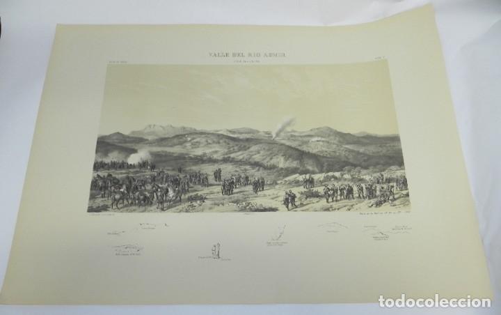 Militaria: Lamina del atlas hist&oacute;rico y topogr&aacute;fico Guerra de &Aacute;frica 1860, VALLE DEL RIO ASMIR, MIDE 69,5 X 50