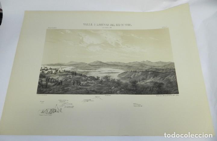 Militaria: Lamina del atlas hist&oacute;rico y topogr&aacute;fico Guerra de &Aacute;frica 1860, VALLE Y LAGUNAS DEL RIO M&acute;NUEL, MIDE