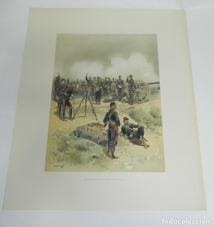 Militaria: Lamina Soldados Franceses, Bateria de artilleria a caballo, ilustrados por Edouard Detaille 1887, mi