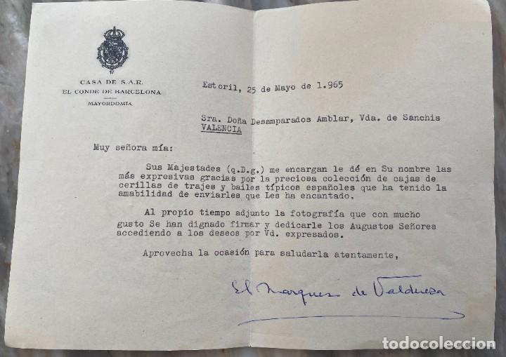 Militaria: CARTA DE LA CASA DE S.A.R. EL CONDE DE BARCELONA, MAYORDOMIA, ESTORIL 25 DE MAYO DE 1965, ESCRITA PO