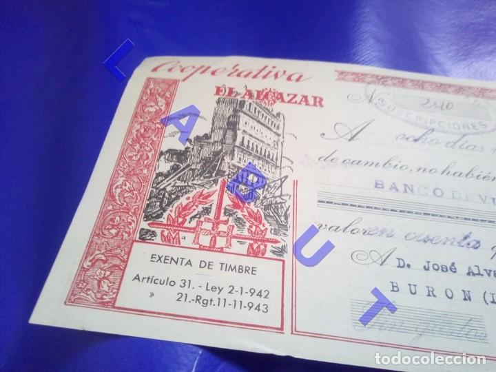 Military Antiques: COOPERATIVA EL ALCAZAR DE TOLEDO LETRA DE CAMBIO 1949 BURON LEON GUERRA CIVIL F58