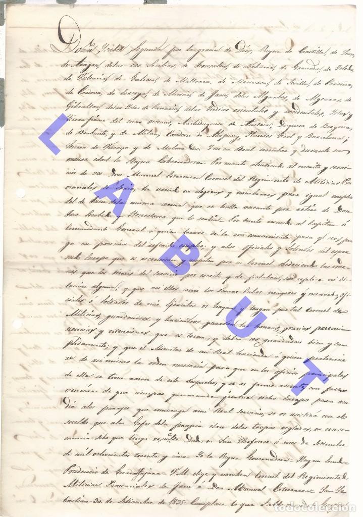 Military Antiques: 1836 NOMBRAMIENTO REGIMIENTO SORIA CAZORLA CORONEL MANUEL ESTREMERA F61