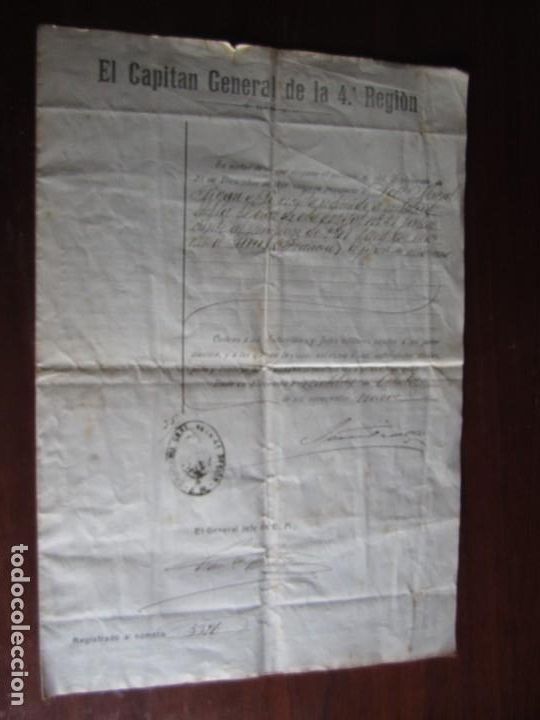 Military Antiques: PASAPORTE CONCEDIDO POR CAPITAN GENERAL 4&ordf; REGION A RECLUTA PARA FIJAR RESIDENCIA EN PARIS 1909