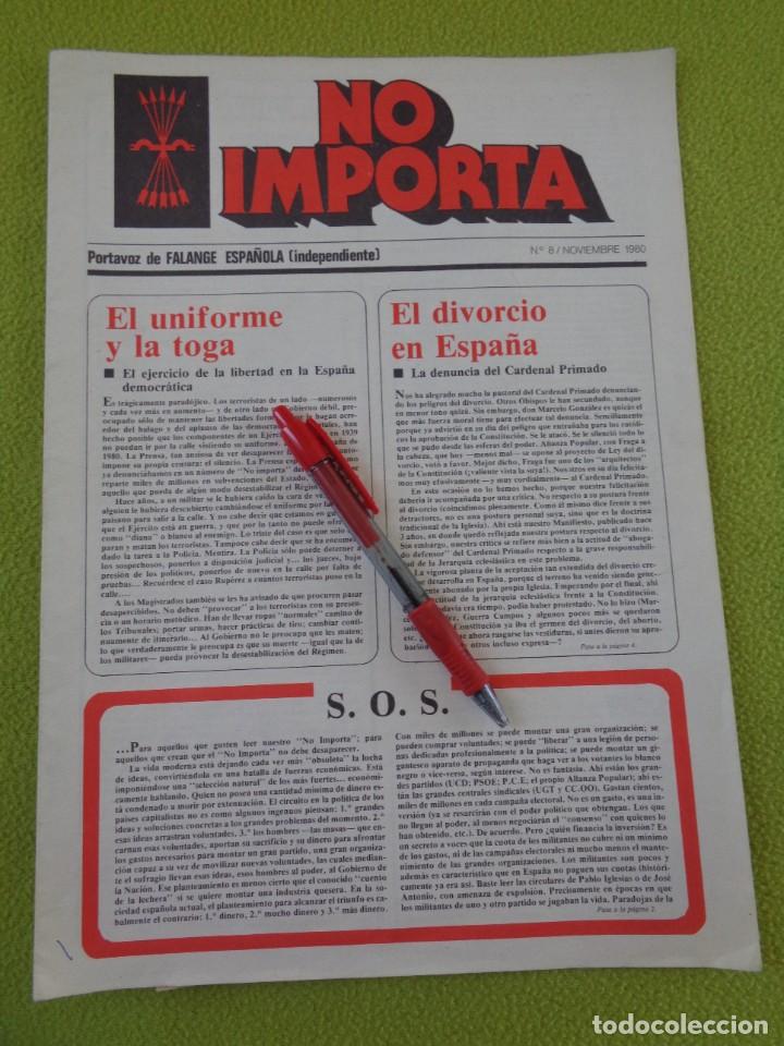 Militaria: REVISTA NO IMPORTA N&ordm; 8 - 1980 - FALANGE ESPA&Ntilde;OLA INDEPENDIENTE
