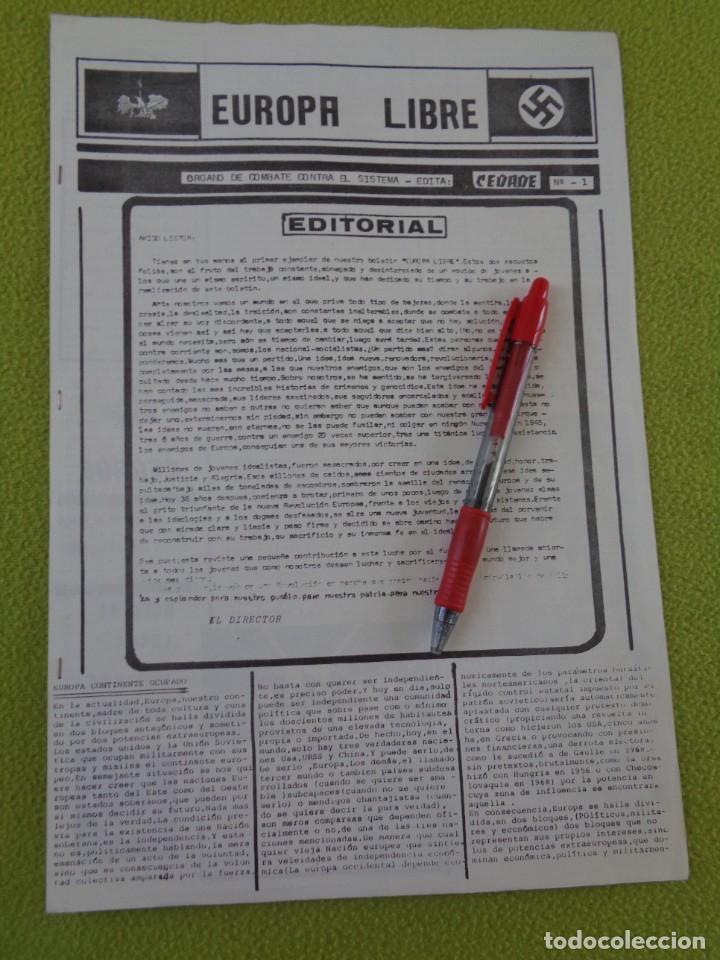 Militaria: BOLET&Iacute;N EUROPA LIBRE N&ordm; 1 ( EDITADO POR CEDADE, CALLE PEDRO ALEXANDRE) - FINALES 70/ PRINCIPIOS 80