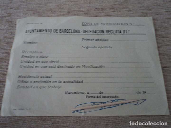 Military Antiques: ayuntamiento de barcelona, delegacion recluta, modelo 93, solo firmado, zona de movilizacion