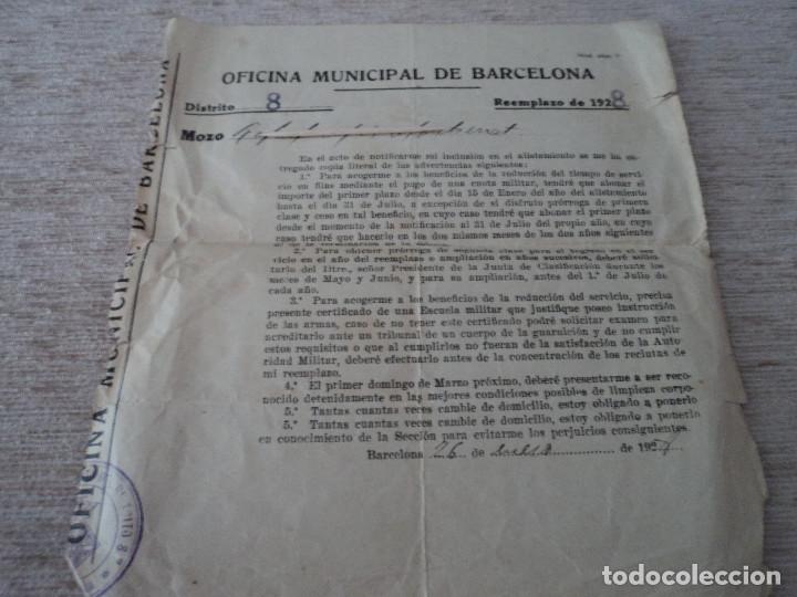 Military Antiques: oficina municipal de barcelona, alistamiento reemplazo de 1928