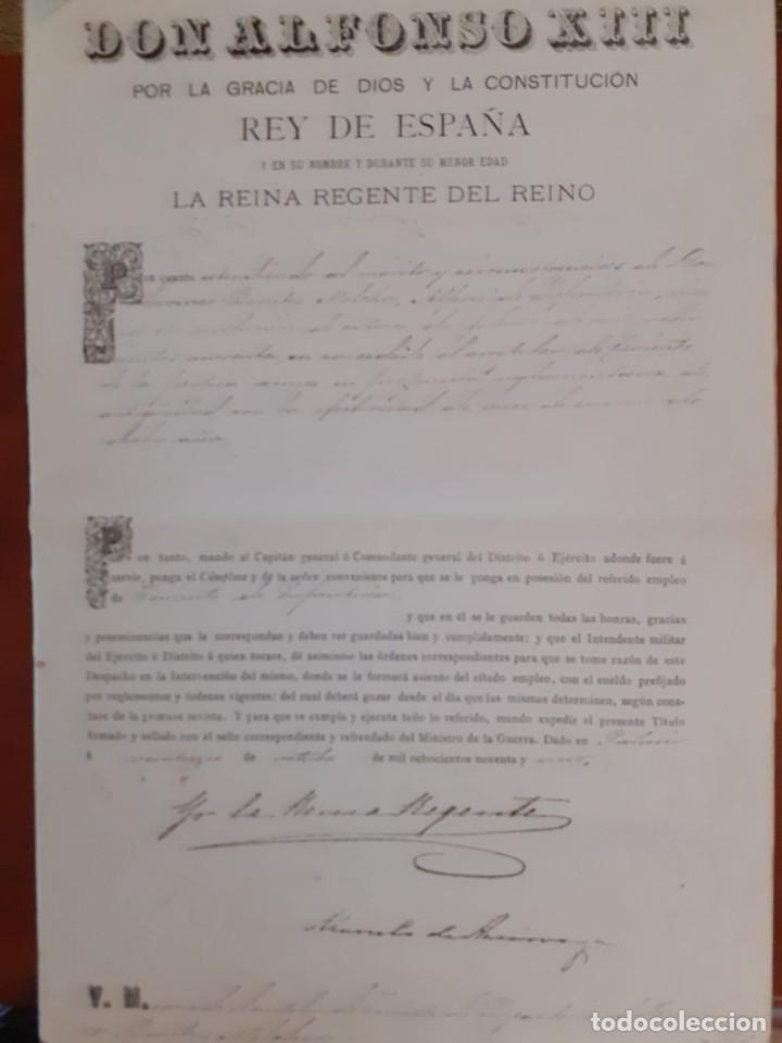 Militaria: DESPACHO DE EMPLEO 1891 - Foto 1