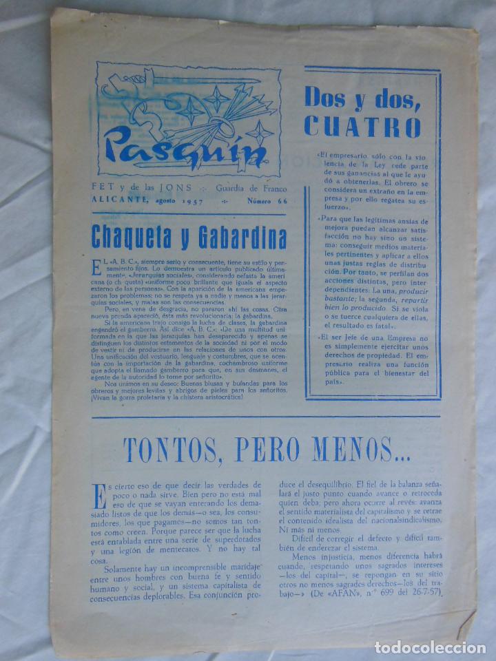 Militaria: PASQU&Iacute;N, 66 Agosto 1957. GUARDIA DE FRANCO. FET Y DE LAS JONS. Alicante