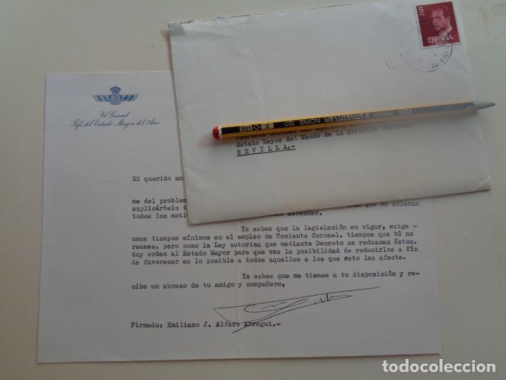 Militaria: AVIACION - GENERAL JEFE DEL ESTADO MAYOR DEL AIRE: CARTA A TENIENTE CORONEL. FIRMA DEL GENERAL. 1978