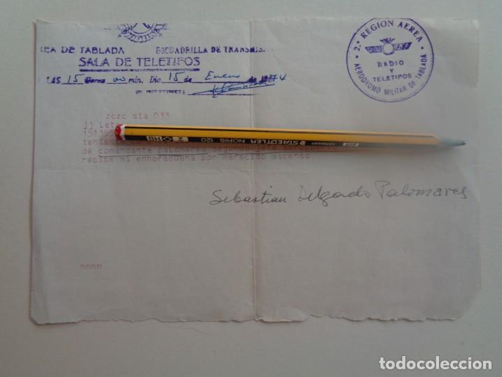 Militaria: AVIACION : TELEGRAMA COMANDANTE 2&ordm; JEFE AEROPUERTO GRANADA A TTE. CORONEL FELICITANDO ASCENSO. 1974