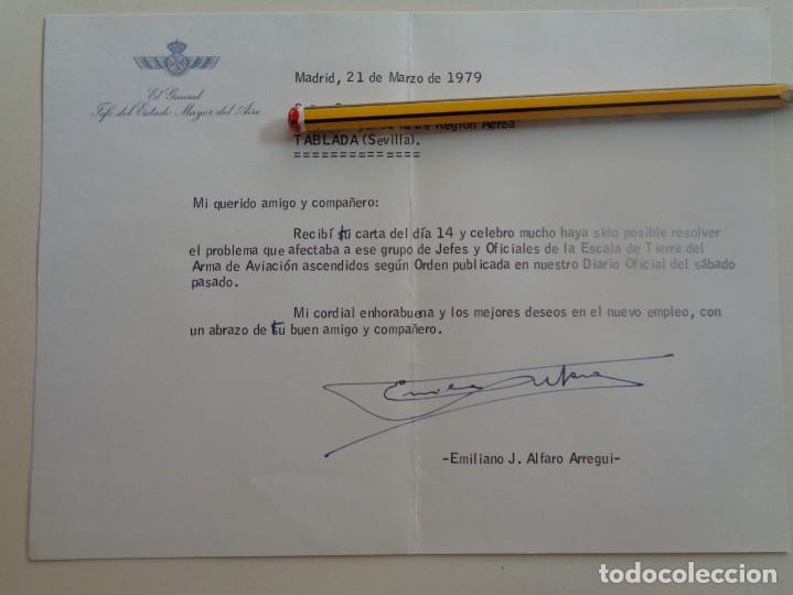 Militaria: AVIACION - GENERAL JEFE DEL ESTADO MAYOR DEL AIRE: CARTA A CORONEL EN TABLADA . FIRMA GENERAL. 1979