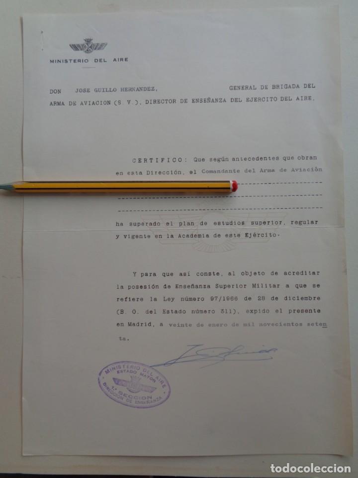 Militaria: AVIACION - MINISTERIO DEL AIRE : CERTIFICADO ESTUDIOS ACADEMIA DE COMANDANTE. MADRID, 1970