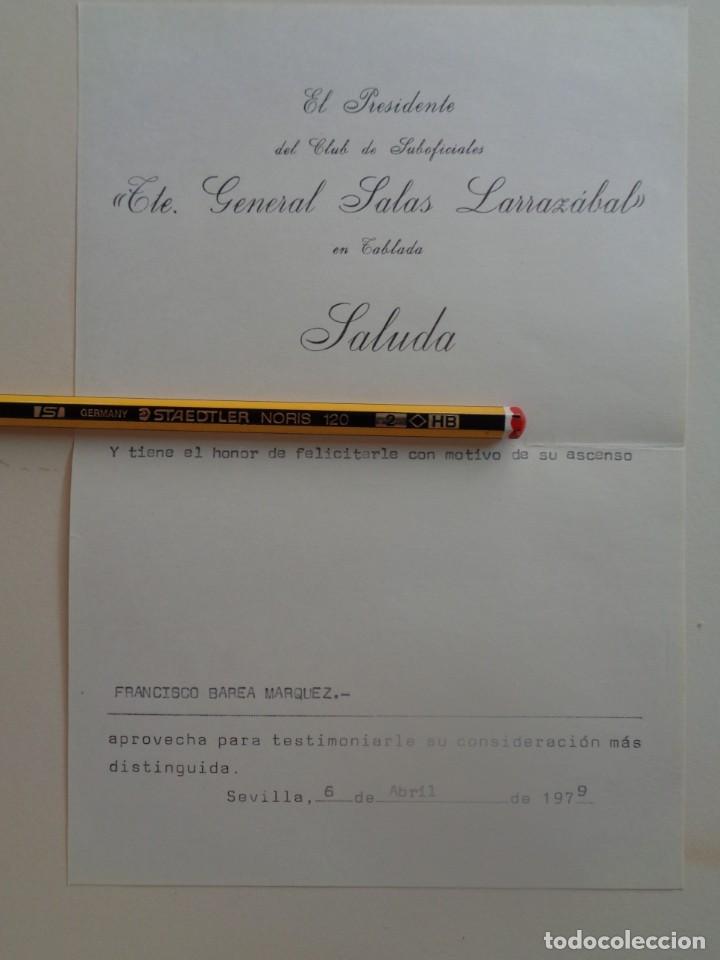 Militaria: AVIACION - CLUB SUBOFICIALES &uml;TTE.GENERAL SALAS LARRAZABAL&uml; DE TABLADA: FELECITACION A CORONEL. 1979