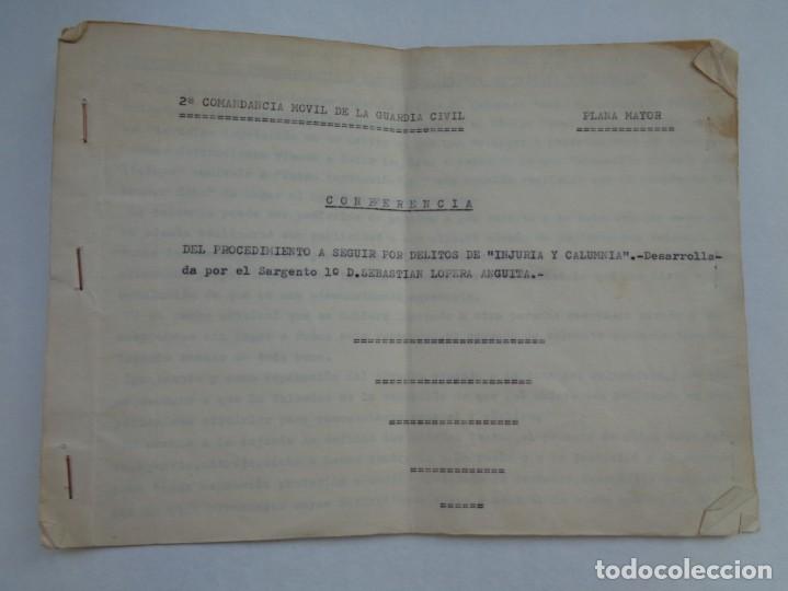 Militaria: GUARDIA CIVIL - 2&ordf; COMANDANCIA MOVIL: CONFERENCIA &uml;DELITOS INJURIA Y CALUMNIA&uml;, POR SARGENTO LOPERA