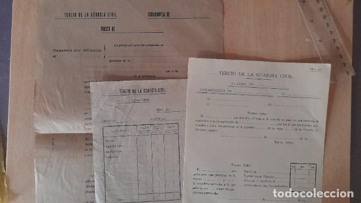 Militaria: Lote tres formularios de la Guardia Civil en blanco a&ntilde;os 40