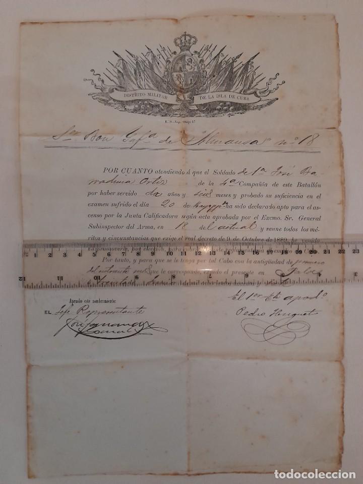 Militaria: Lote documentaci&oacute;n militar de un soldado finales XIX, documento en Cuba 1897, etc