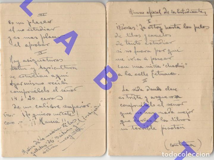 Militaria: himno oficial de los ESTUDIENTES MUSICA DE LA MARCHA DE LAS GALLETAS MANUSCRITO H02