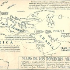Militaria: PD- ANTIGUO MAPA DE LOS DOMINIOS ARABES - EN ESPAÑA POSESIONANDOSE EXCEPTO EN ASTURIAS POR 700 AÑOS