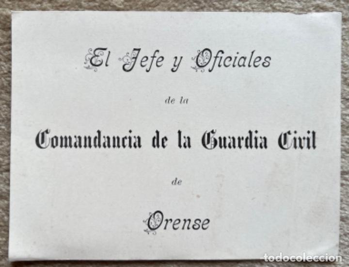 Military Antiques: Muy antigua tarjeta de El Jefe y Oficiales de la Comandancia de la Guardia Civil de Orense (Galicia)