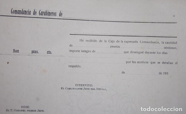 Militaria: INTERESANTE DOCUMENTO DE COMANDANCIA DE CARABINEROS DE ESPA&Ntilde;A DE LOS A&Ntilde;OS 30-(01)