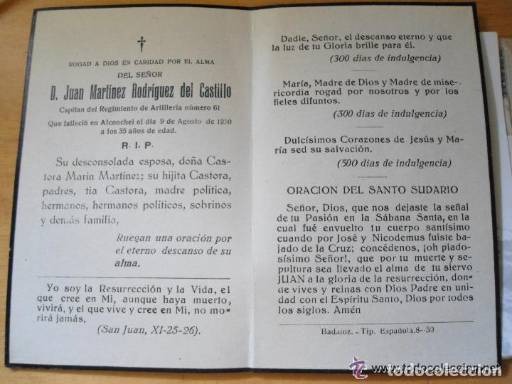 Militaria: ANTIGUA ESQUELA RECORDATORIO CAPITAN REGIMIENTO INFANTERIA 61 - ALCONCHEL - A&Ntilde;O 1950