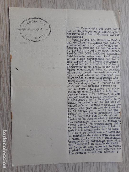 Militaria: ANTIGUA CARTA CONCURSO NACIONAL DE TIRO. GUARDIA CIVIL SANTANDER 1927