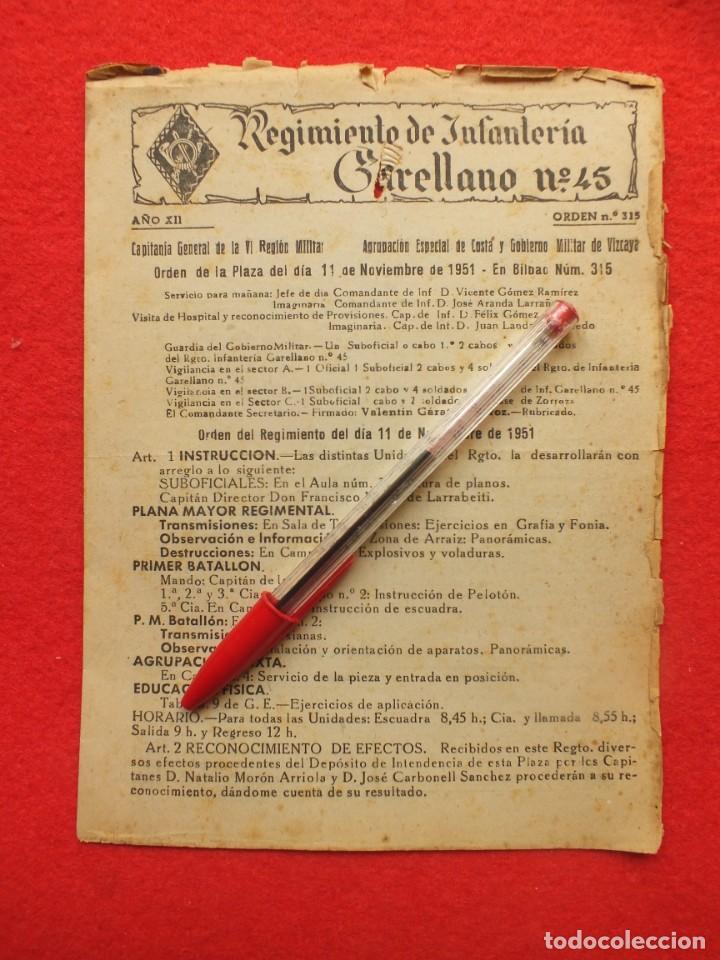 Militaria: REGIMIENTO INFANTER&Iacute;A GARELLANO N&ordm; 45 BILBAO VIZCAYA FOLLETO A&Ntilde;O 1951