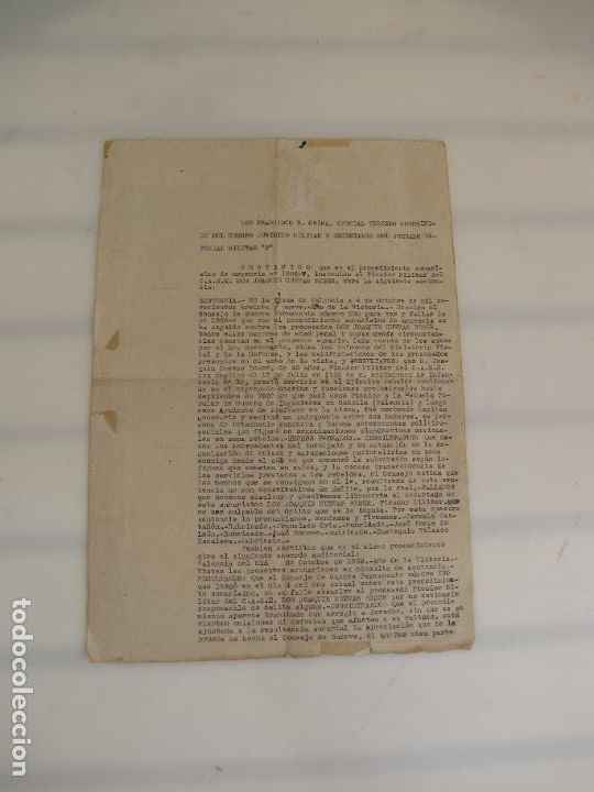 Militaria: 37.- Certificado. Escuela Popular de Guerra de Godella. Consejo de Guerra. Picador Militar. C.A.S.E