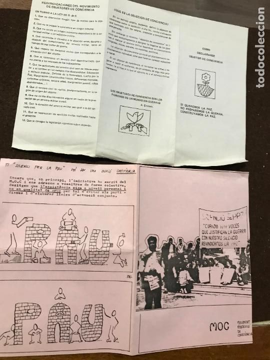 Militaria: Dos folletos MOC Movimiento de Objecion de Conciencia en Valencia