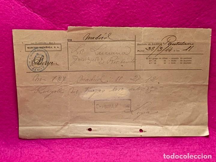 Military Antiques: SERVICIO TELEGRAFICO TELEGRAMA GUINEA ESPA&Ntilde;OLA CENSURA MILITAR 17X30CMS