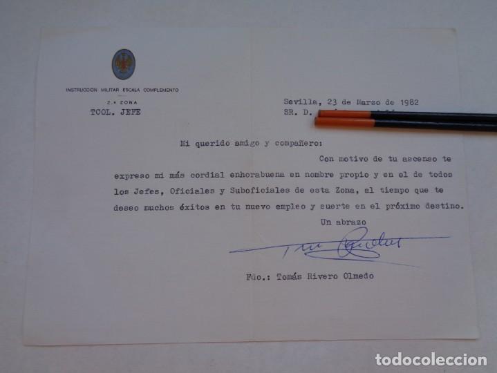 Militaria: INSTRUCCION MILITAR ESCALA COMPLEMENTO 2&ordf; ZONA : CARTA A TTE. CNEL. ARTILLERIA . SEVILLA, 1982