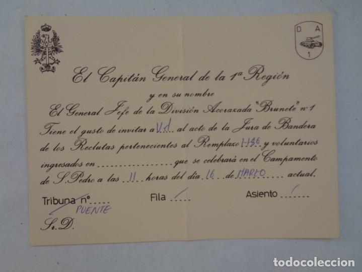 Militaria: DIVISION ACORAZADA BRUNETE N&ordm;1 : INVITACION DEL CAPITAN GENERAL A JURA DE BANDERA REEMPLAZO 86