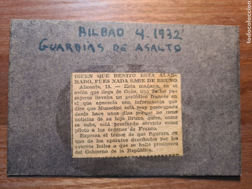 Militaria: CENSURA MILITAR 1939 / MUSSOLINI ALAMARMADO POR SU HIJO A LAS ORDENES DE FRANCO. BILBAO 1932 GUARDIA