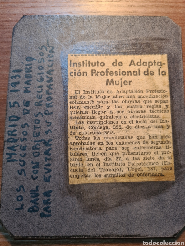 Militaria: CENSURA MILITAR 1939 / INSTITUTO ADAPTACION MUJER . MADRID 1931 SUCESOS DE MADRID. OBJETOS RELIGIOSO