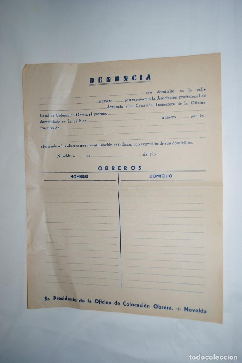 Militaria: HOJA DE DENUNCIA A LA COMISION INSPECTORA . 193...... - Foto 2