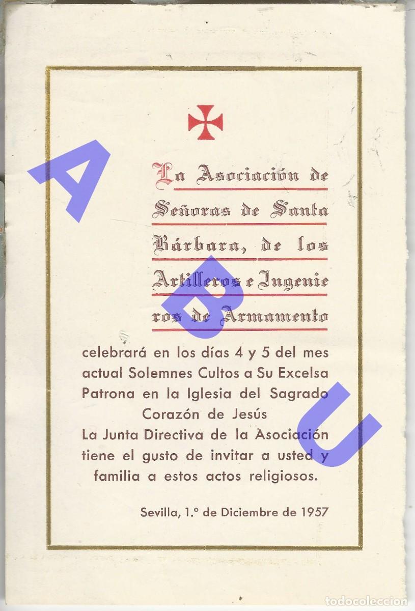 Militaria: SEVILLA SANTA BARBARA ASOCIACION DE SE&Ntilde;ORAS DE 1957 INVITACION 15CM H79