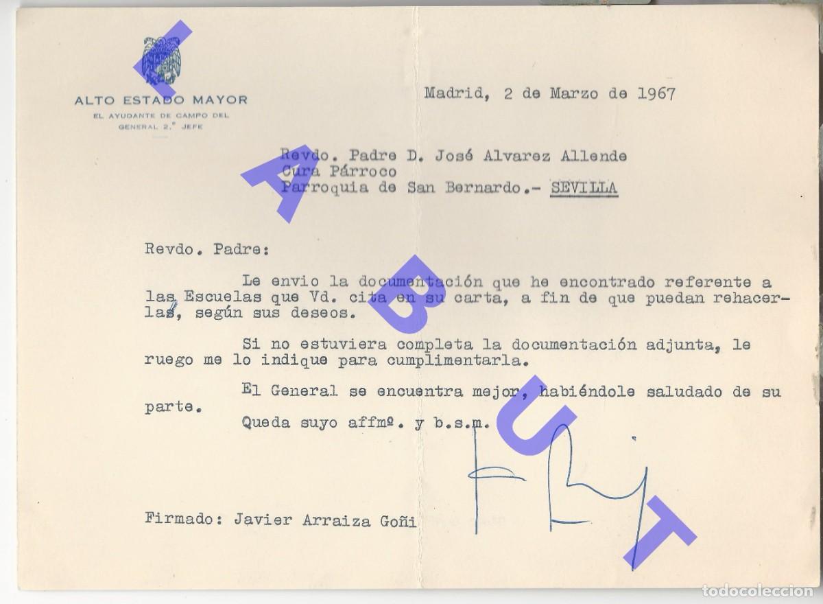 Militaria: PITILLAS NAVARRA JAVIER ARRIZA GO&Ntilde;I ALTO ESTADO MAYOR CARTA 1967 H79