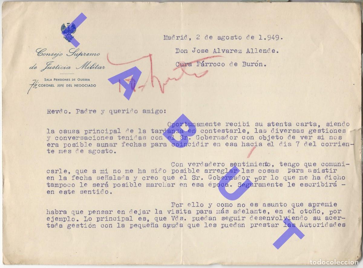 Military Antiques: TENIENTE CORONEL MANUEL PACHECO JUSTICIA MILITAR 1949 CARTA H80