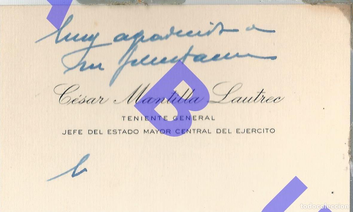 Military Antiques: TENIENTE GENERAL CESAR MANTILLA LAUTREC TARJETA DE VISITA H83