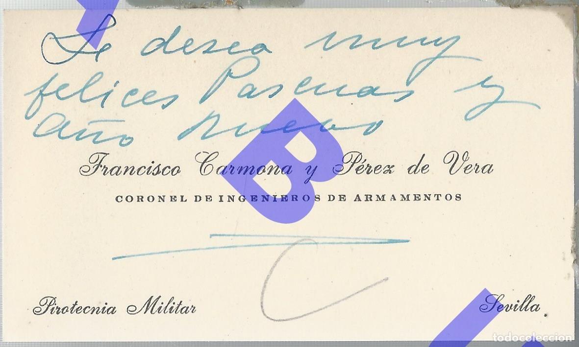 Militaria: CORONEL (TENIENTE GENERAL) FRANCISCO CARMONA Y PEREZ DE VERA TARJETA DE VISITA H83
