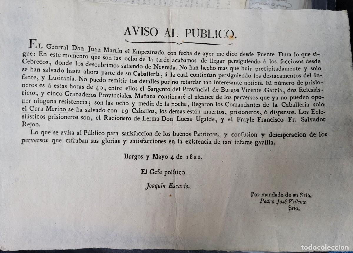 Militaria: GUERRA DE LA INDEPENDENCIA. PARTE DE GUERRA DEL GENERAL JUAN MARTIN EL EMPECINADO