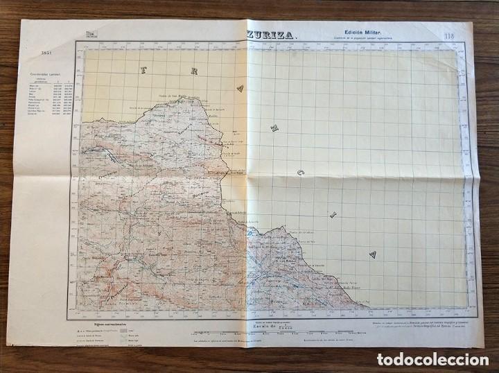 Militaria: Antiguo mapa Zuriza edicion militar 118 a&ntilde;o 1951 regimiento artilleria de monta&ntilde;a 20 Zaragoza