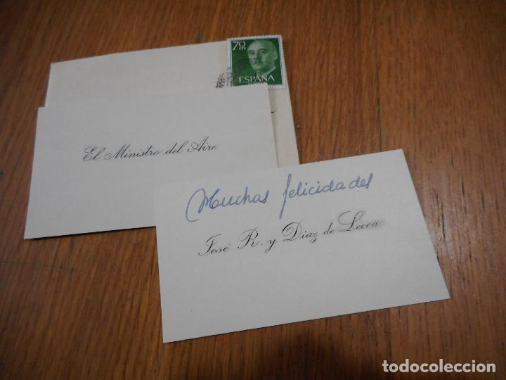 Militaria: ANTIGUAS TARJETAS JOSE RODRIGUEZ DIAZ DE LECEA. MINISTRO EJERCITO DEL AIRE A&Ntilde;OS 50.60