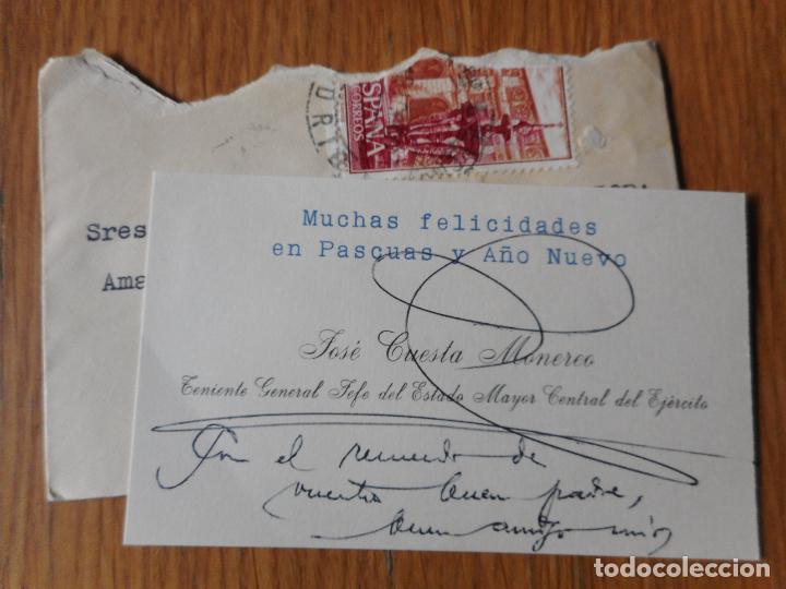 Militaria: ANTIGUA TARJETA JOSE CUESTA MONEREO. TENIENTE GENERAL JEFE ESTADO MAYOR EJERCITO