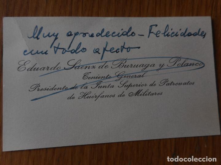 Militaria: ANTIGUA TARJETA EDUARDO SAENZ DE BURUAGA POLANCO. TENIENTE GENERAL. PATRONATO HUERFANOS MILITARES