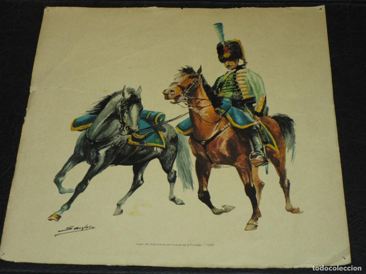 Militaria: LAMINA MILITAR &ndash; HUSAR DEL REGIMIENTO DE H&Uacute;SARES DE LA PRINCESA &ndash; 1920 - 32,5 X31CM