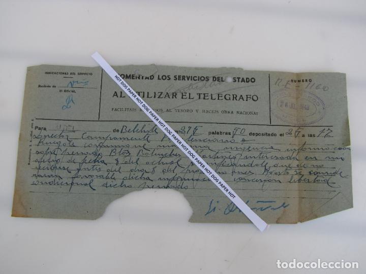 Militaria: 28.- 1.943. Campamento Penitenciario de Belchite. Preso Guerra Civil. Informes