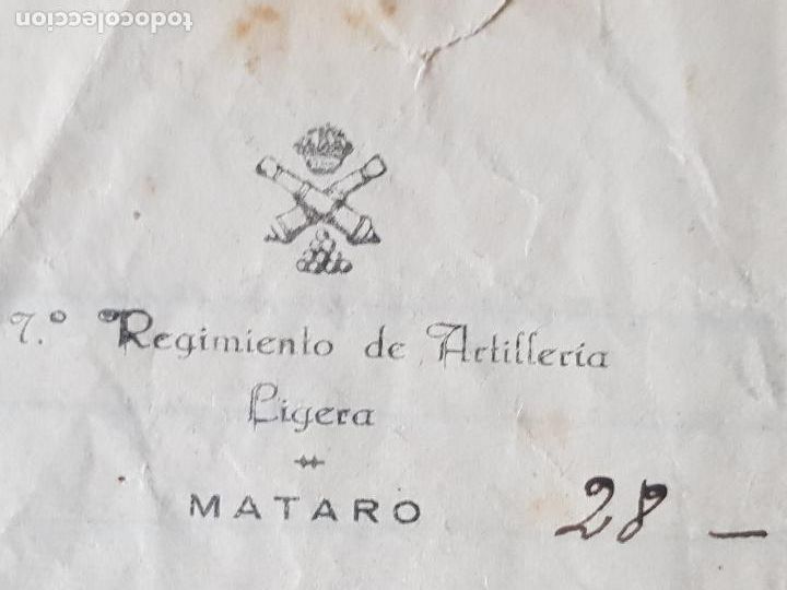 Military Antiques: REGIMIENTO ARTILLERIA LIGERA MATARO -CARTA DE UN SOLDADO SIN SOBRE