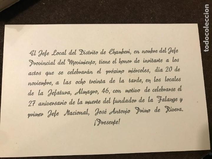 Military Antiques: Madrid Jefe del Movimiento de Chamber&iacute; actos 20 de noviembre 27 aniversario fundador Falange